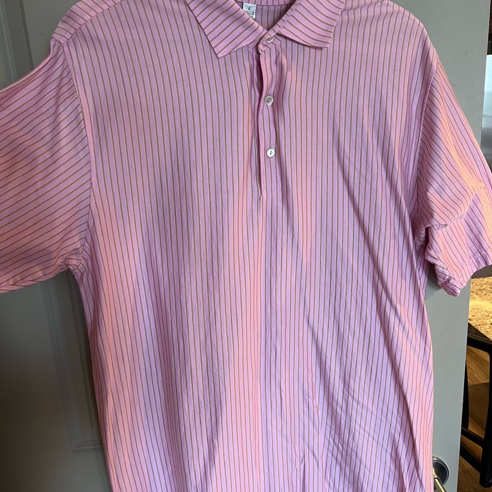 Peter Millar Pink Polo Shirt with Classic Stripes